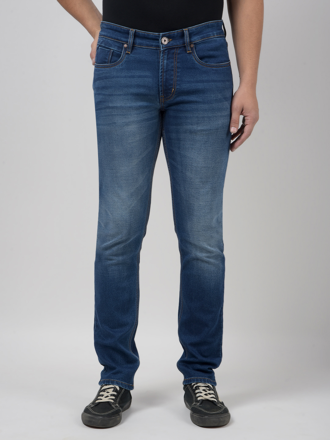 Numero Uno Men Solid Dark Blue Jeans